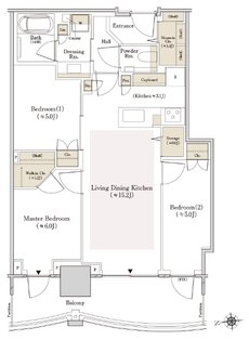 ＴＨＥ　ＴＯＹＯＭＩ　ＴＯＷＥＲ　ＭＡＲＩＮＥ＆ＳＫＹ 間取り E-70Dw type