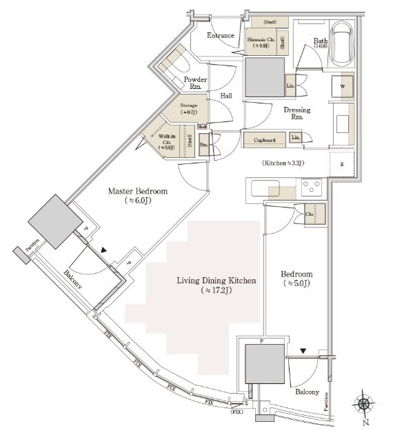 THE TOYOMI TOWER MARINE&SKY 間取り W-67Dne type