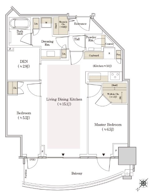 THE TOYOMI TOWER MARINE&SKY 間取り E-66Bnw type