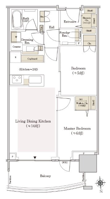 THE TOYOMI TOWER MARINE&SKY 間取り E-57Bn type