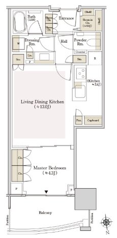 ＴＨＥ　ＴＯＹＯＭＩ　ＴＯＷＥＲ　ＭＡＲＩＮＥ＆ＳＫＹ 間取り W-44An type