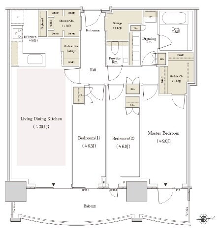 THE TOYOMI TOWER MARINE&SKY 間取り E-101Be type