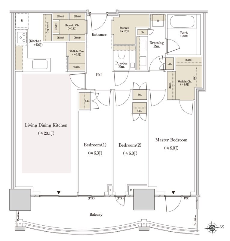 THE TOYOMI TOWER MARINE&SKY 間取り E-101Be type
