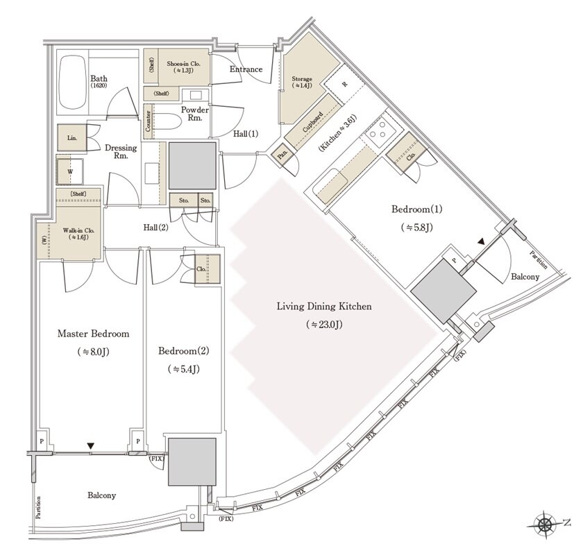 THE TOYOMI TOWER MARINE&SKY 間取り E-97Bne type