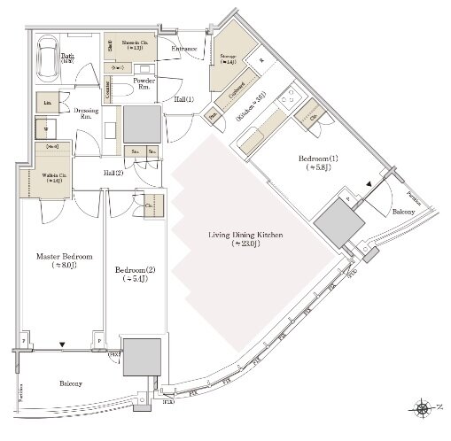 THE TOYOMI TOWER MARINE&SKY 間取り E-97Bne type