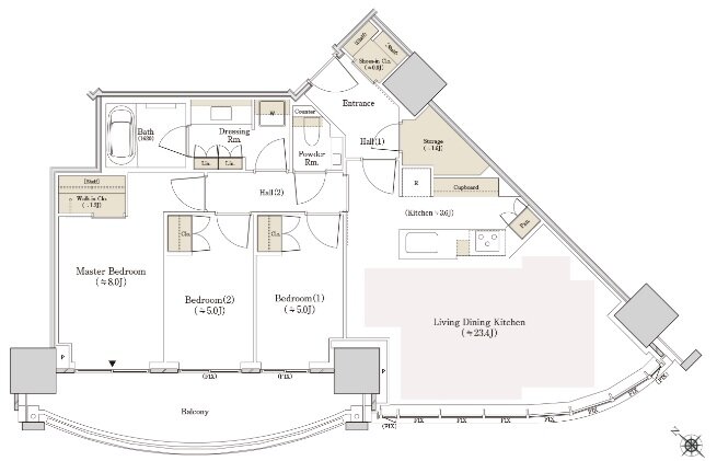 ＴＨＥ　ＴＯＹＯＭＩ　ＴＯＷＥＲ　ＭＡＲＩＮＥ＆ＳＫＹ 間取り E-95Bsw type