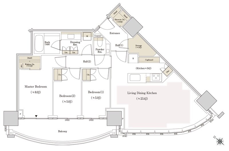THE TOYOMI TOWER MARINE&SKY 間取り E-95Bsw type
