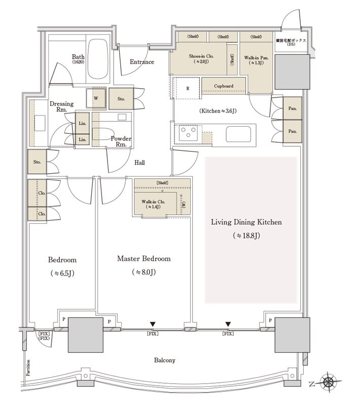 THE TOYOMI TOWER MARINE&SKY 間取り E-86Aw type
