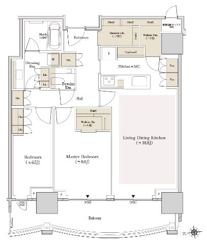 THE TOYOMI TOWER MARINE&SKY 間取り E-86Aw type
