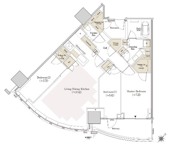 THE TOYOMI TOWER MARINE&SKY 間取り W-93Dse type