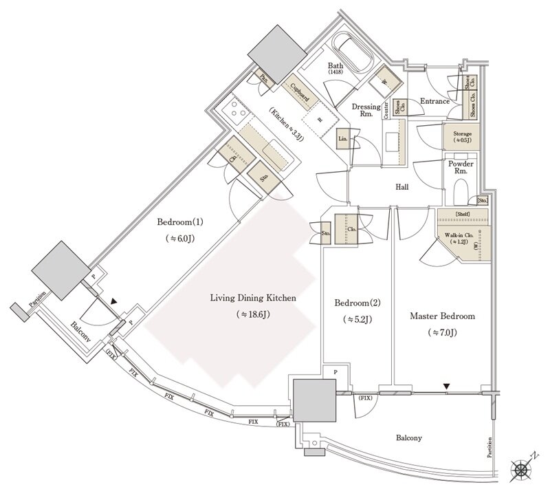 THE TOYOMI TOWER MARINE&SKY 間取り E-82Ase type
