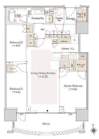 THE TOYOMI TOWER MARINE&SKY 間取り E-74Hs type