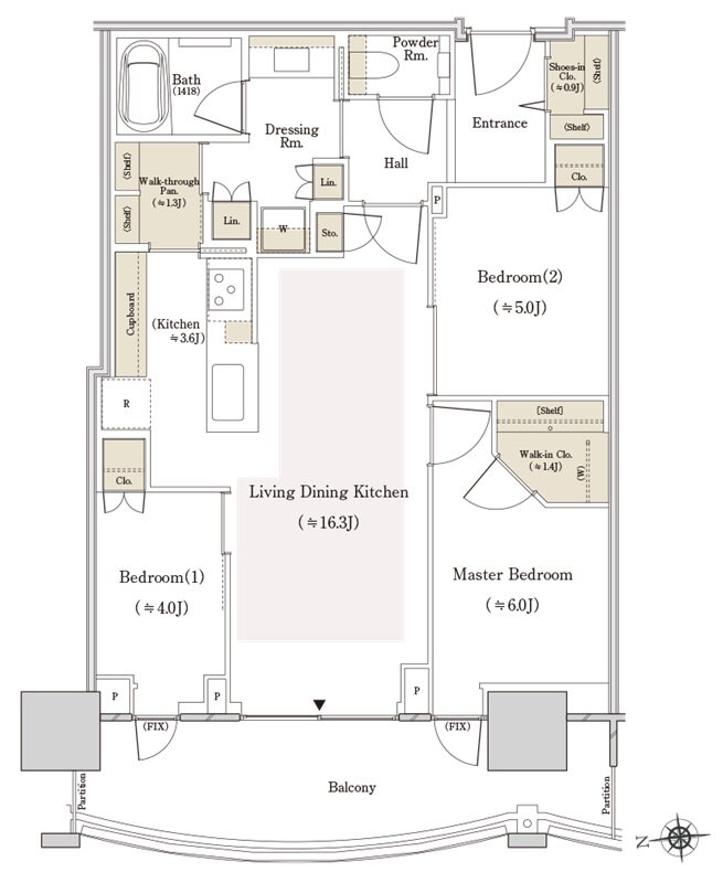 THE TOYOMI TOWER MARINE&SKY 間取り W-74Cw type