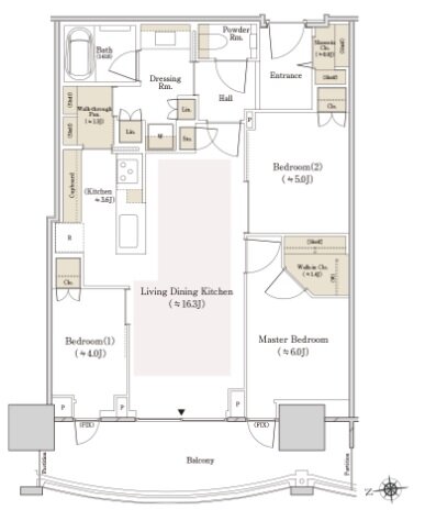THE TOYOMI TOWER MARINE&SKY 間取り W-74Cw type