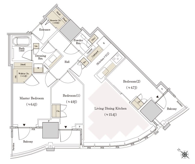THE TOYOMI TOWER MARINE&SKY 間取り W-73Gsw type