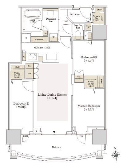 ＴＨＥ　ＴＯＹＯＭＩ　ＴＯＷＥＲ　ＭＡＲＩＮＥ＆ＳＫＹ 間取り E-71Ds type