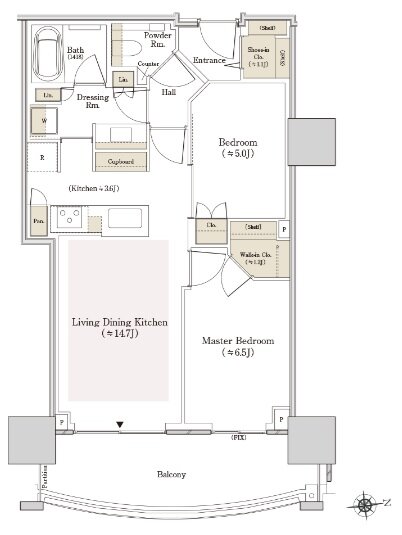 ＴＨＥ　ＴＯＹＯＭＩ　ＴＯＷＥＲ　ＭＡＲＩＮＥ＆ＳＫＹ 間取り E-61Be type