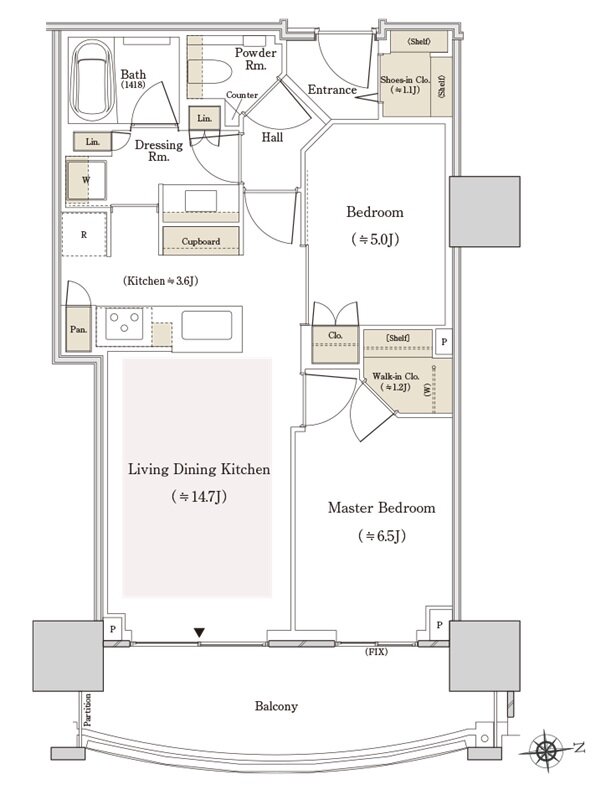 THE TOYOMI TOWER MARINE&SKY 間取り E-61Be type