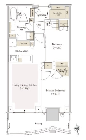 ＴＨＥ　ＴＯＹＯＭＩ　ＴＯＷＥＲ　ＭＡＲＩＮＥ＆ＳＫＹ 間取り W-57Cn type