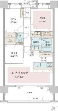 フリーディア和白レジデンス 間取り D type(select1)