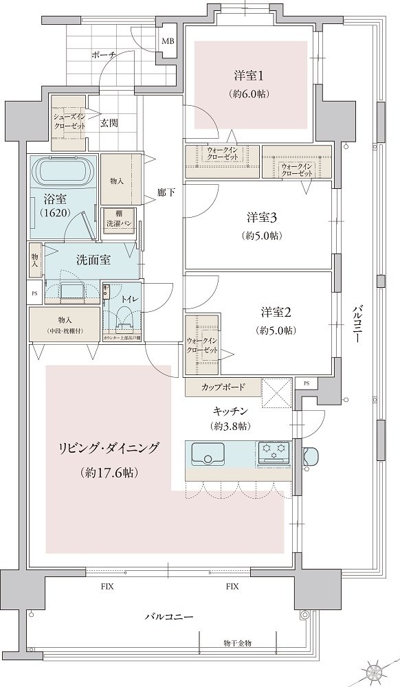 フリーディア和白レジデンス 間取り F type（select3）