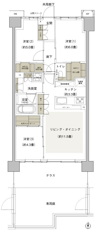 プライムパークス横浜並木 ザ・レジデンス 間取り WA70b-4g type