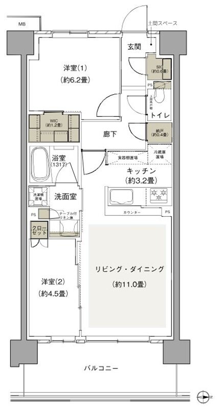 プライムパークス横浜並木 ザ・レジデンス 間取り EC-58a-10 type