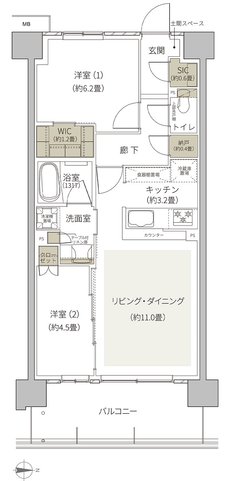 プライムパークス横浜並木 ザ・レジデンス 間取り EC-58a-10 type