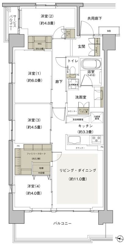 プライムパークス横浜並木 ザ・レジデンス 間取り EA-80a-1 type