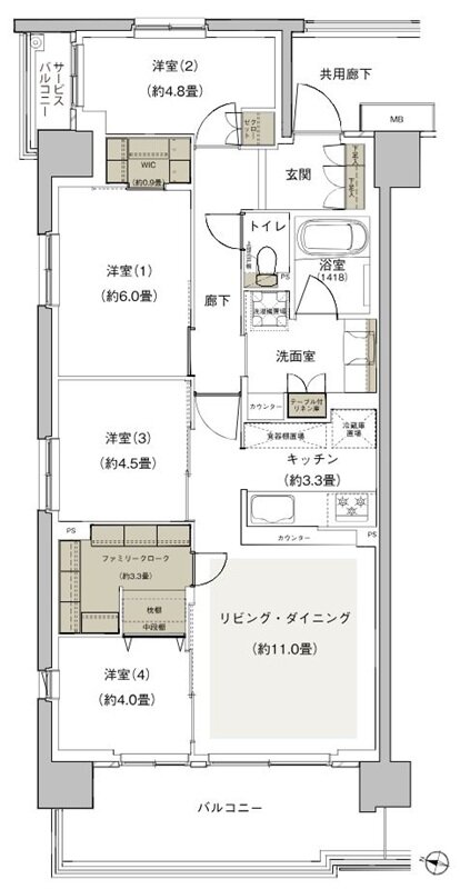 プライムパークス横浜並木 ザ・レジデンス 間取り EA-80a-1 type