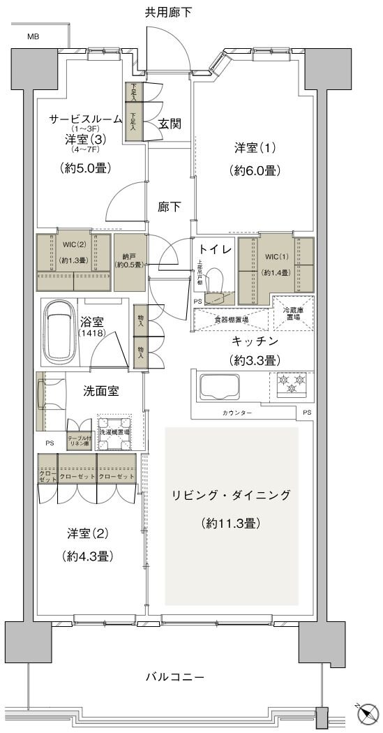 プライムパークス横浜並木 ザ・レジデンス 間取り EB-70a-6 type