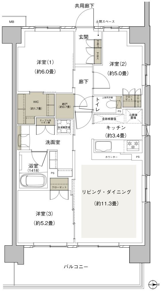 プライムパークス横浜並木 ザ・レジデンス 間取り EC-71a-13 type