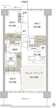 プライムパークス横浜並木 ザ・レジデンス 間取り WA-68C-10 type