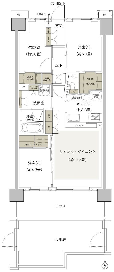 プライムパークス横浜並木 ザ・レジデンス 間取り WA70b-4g type
