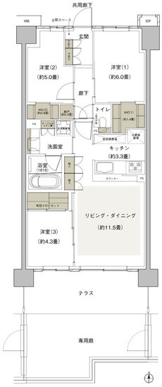 プライムパークス横浜並木 ザ・レジデンス 間取り WA70b-4g type