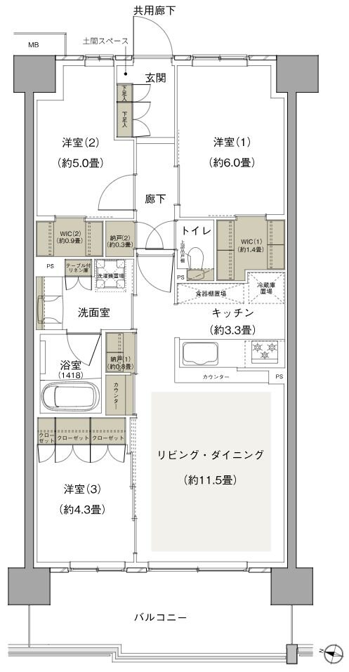 プライムパークス横浜並木 ザ・レジデンス 間取り EA-70c-4 type