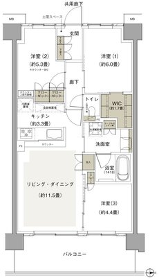 プライムパークス横浜並木 ザ・レジデンス 間取り EC-68b-12 type