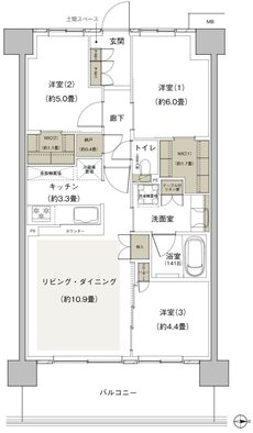プライムパークス横浜並木 ザ・レジデンス 間取り EC-68b-11 type