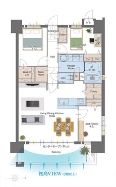 サンパーク天保山グラッセ 間取り Cタイプ（803号室）