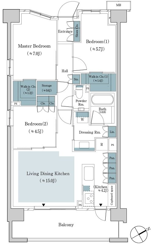 パークホームズ上板橋 間取り 75Eタイプ
