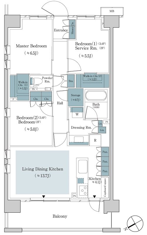 パークホームズ上板橋 間取り 75Qタイプ