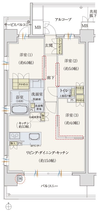 サンメゾン香里園駅前 間取り Iタイプ