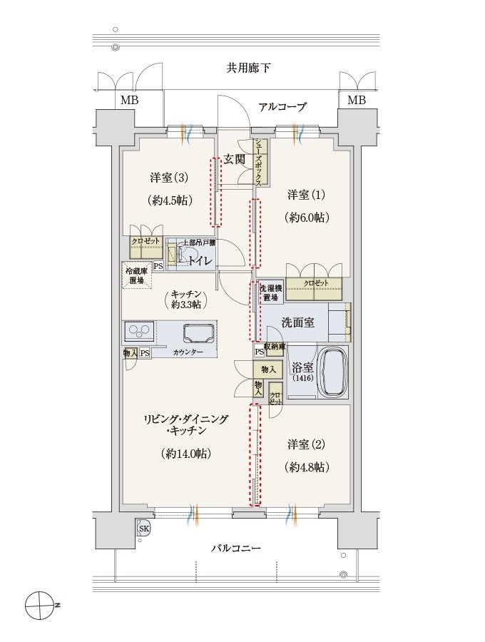 サンメゾン香里園駅前 間取り Dタイプ