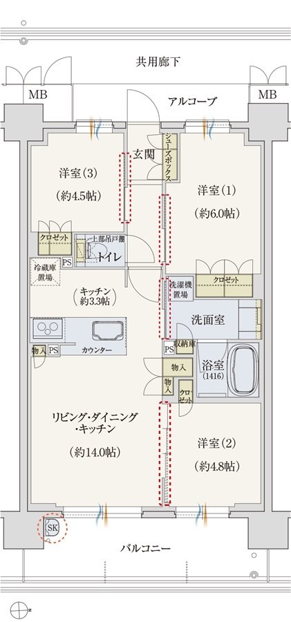 サンメゾン香里園駅前 間取り Dタイプ
