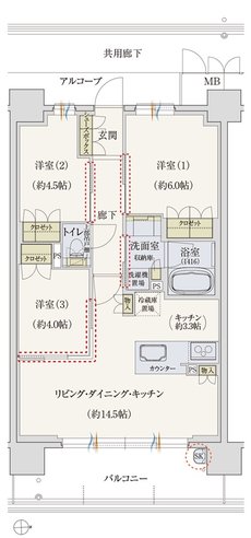 サンメゾン香里園駅前 間取り Eタイプ