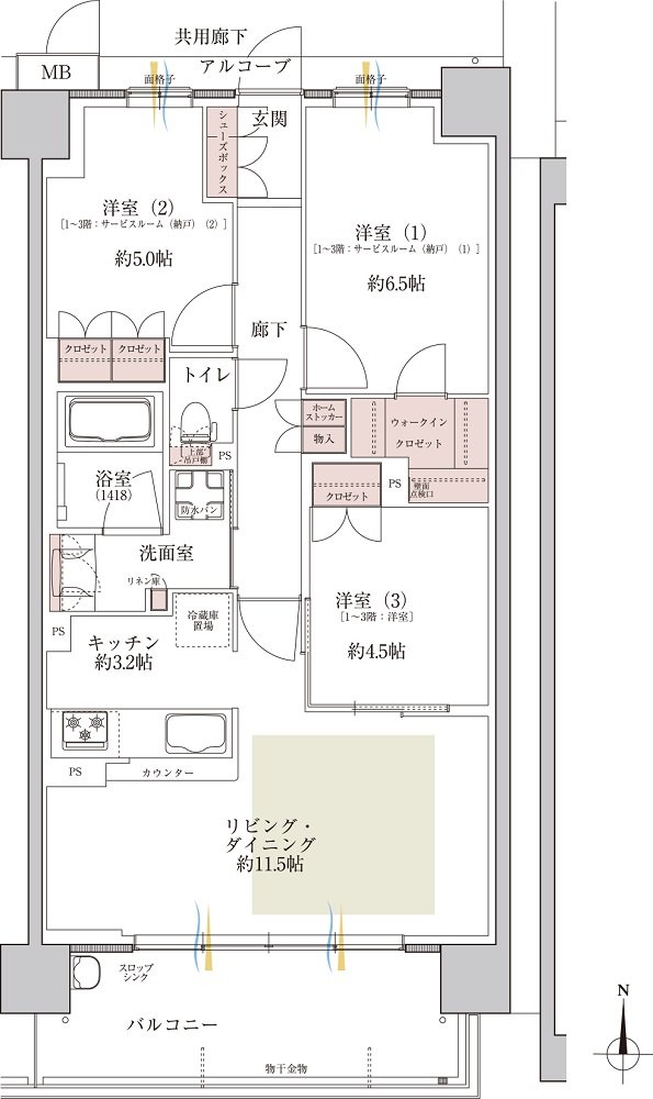 メイツ園田テラスシティ 間取り F3 TYPE