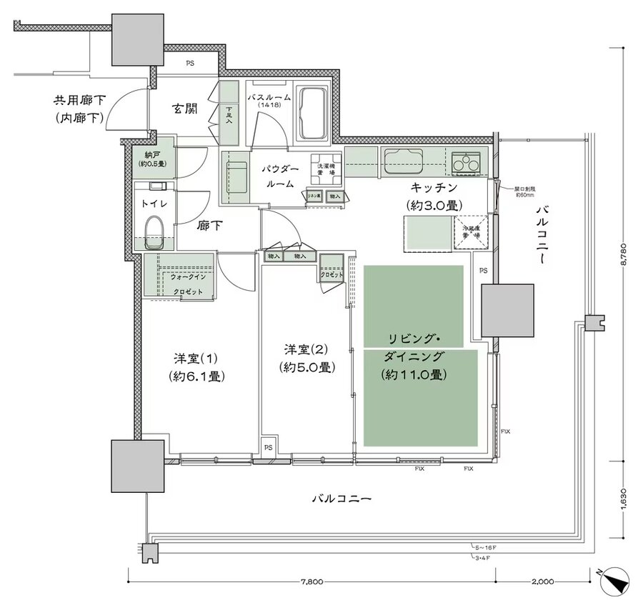 ベイシティタワーズ神戸 EAST 間取り E-60D-2(EC) type