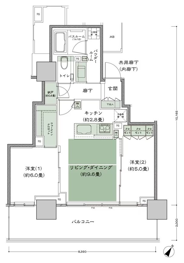 ベイシティタワーズ神戸 EAST 間取り E-60E-2(ED) type