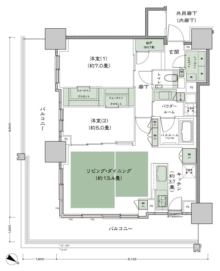 ベイシティタワーズ神戸 EAST 間取り E-70J-2(EE) type
