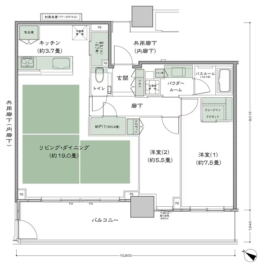 ベイシティタワーズ神戸 EAST 間取り E-80C-2(EP) type
